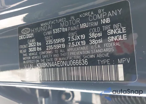 2022 Hyundai Ioniq 5 Sel z USA, uszkodzony, nr VIN KM8KN4AE0NU066636